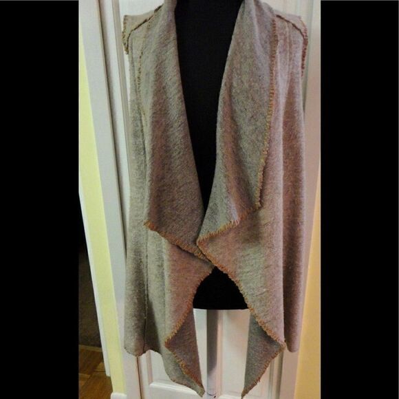 Mystree wrap w/ blanket stitching wool blend sz L - Picture 1 of 5